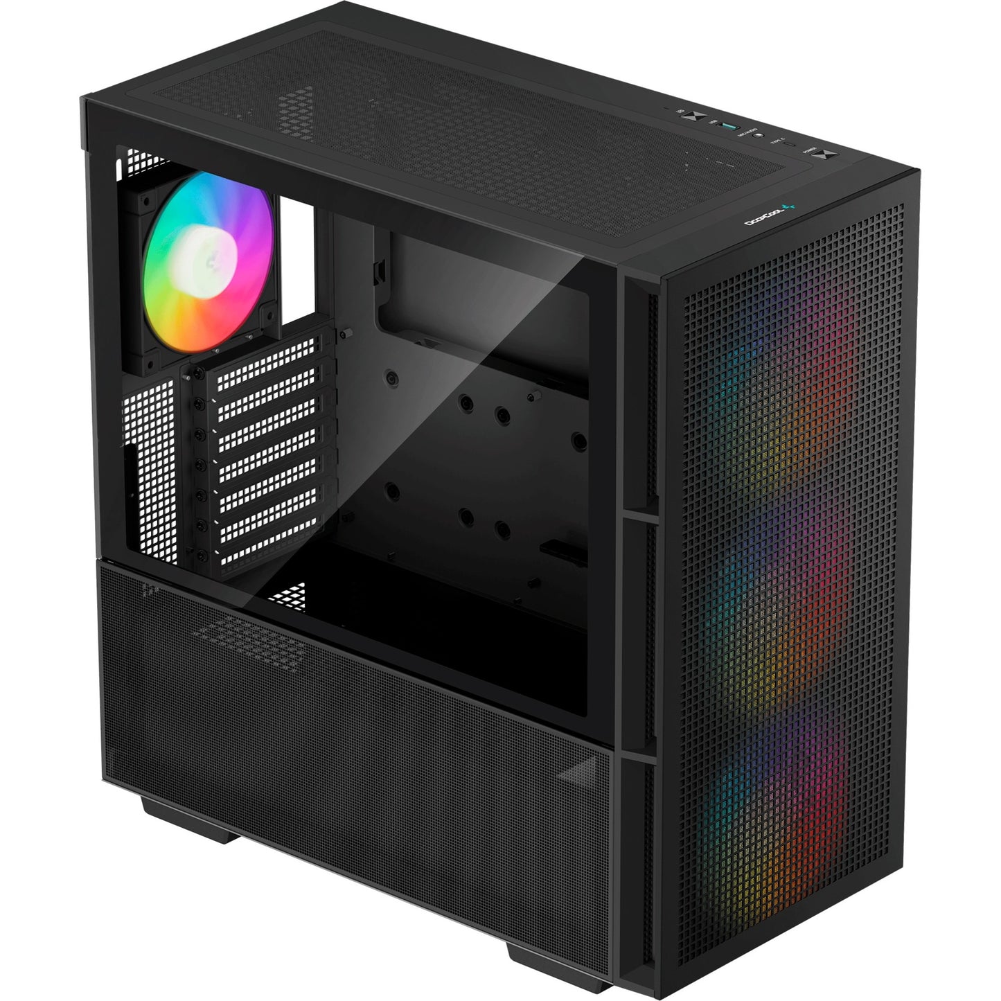 DeepCool ch560 midi tower behuizing (zwart | 1x usb-a | 1x usb-c | rgb | window)