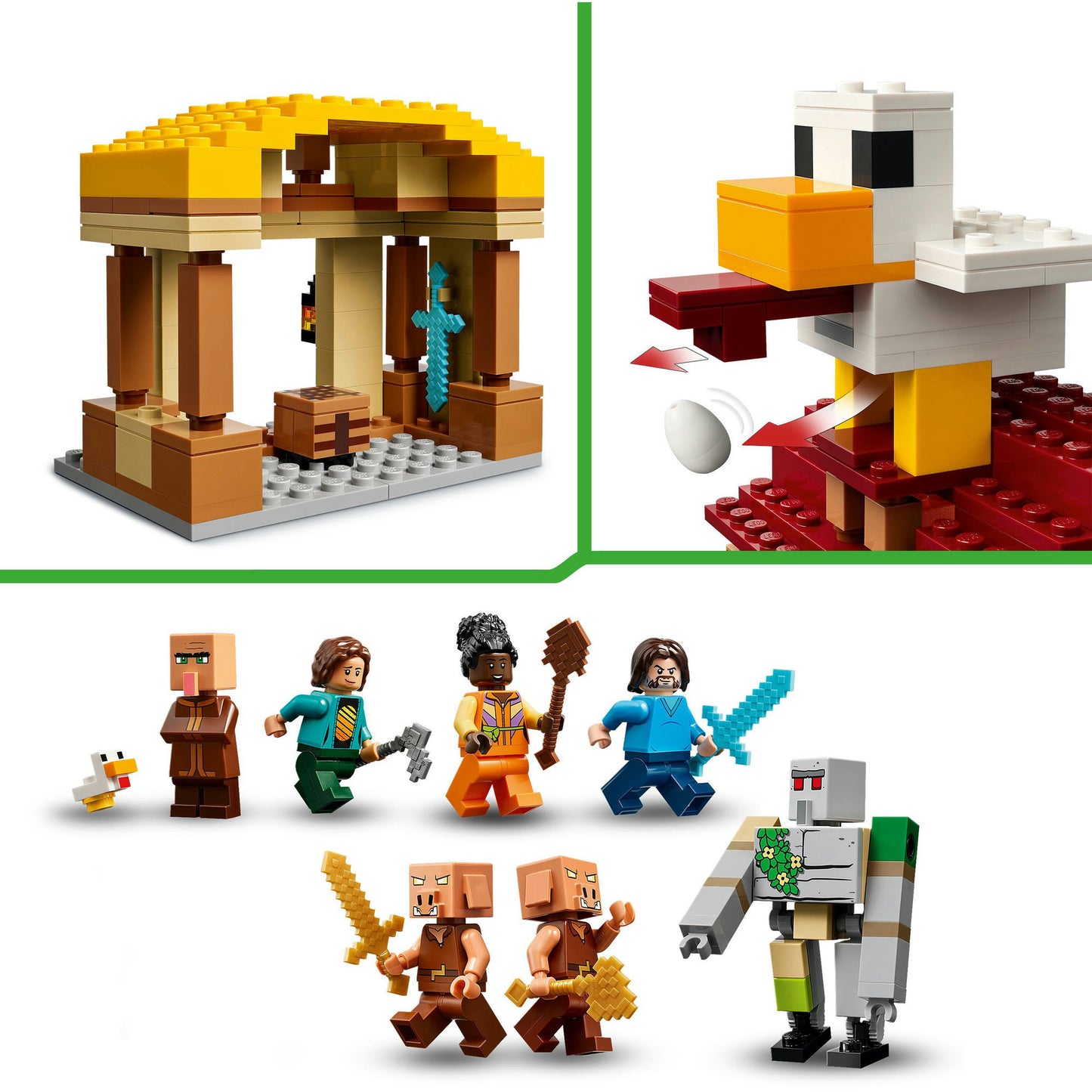 LEGO minecraft 21273 de ghast-ballon aanval op het dorp