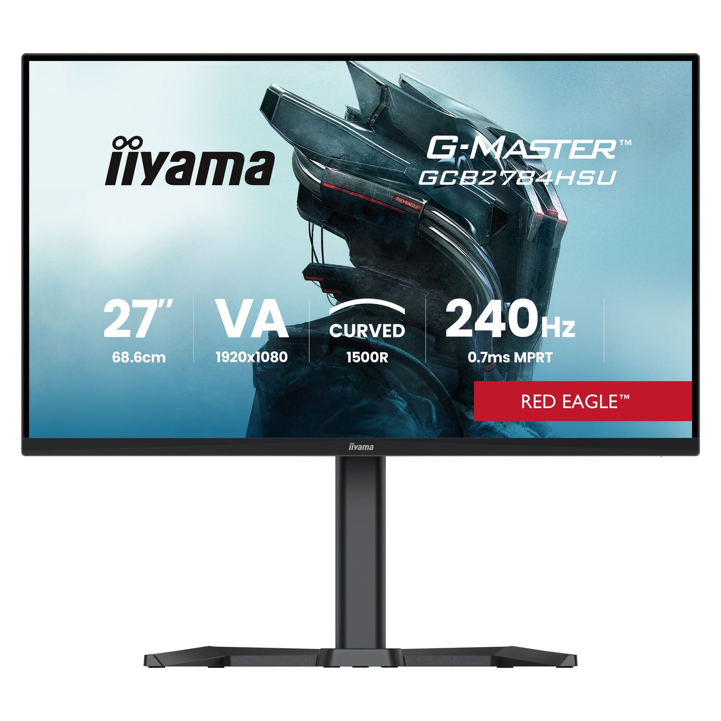 Iiyama g-master red eagle gcb2784hsu-b1 27 curved gaming monitor (zwart, 2x hdmi, 1x displayport, usb, audio, amd free-sync, 240 hz)