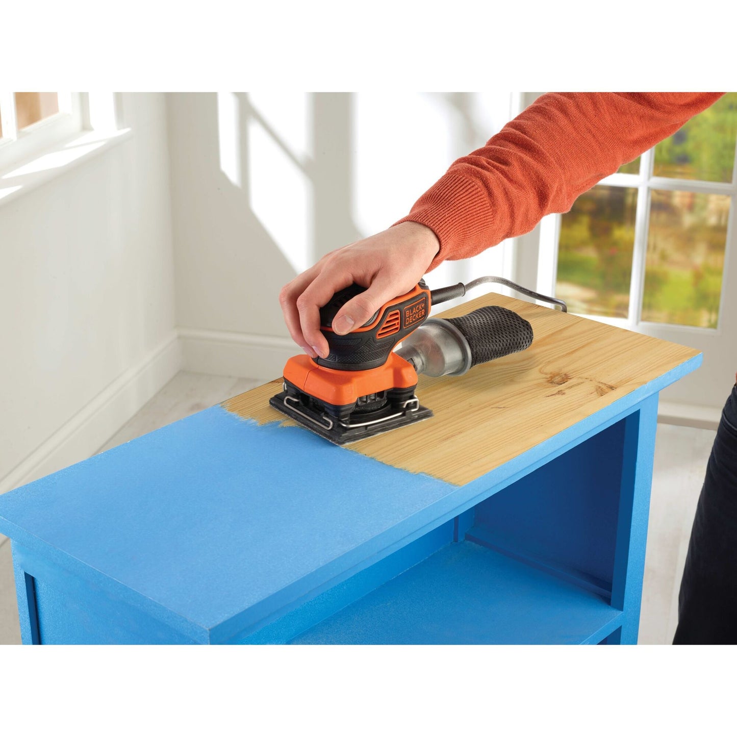 BLACK+DECKER 220w 1 4 vel schuurmachine met handpalmschakelaar ka450-qs vlakschuurmachine (oranje zwart)