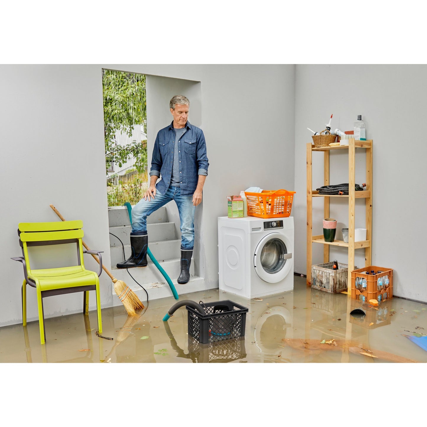 GARDENA vuilwaterpomp 9000 set dompel- en drukpompen (zwart turquoise, 9041-20)
