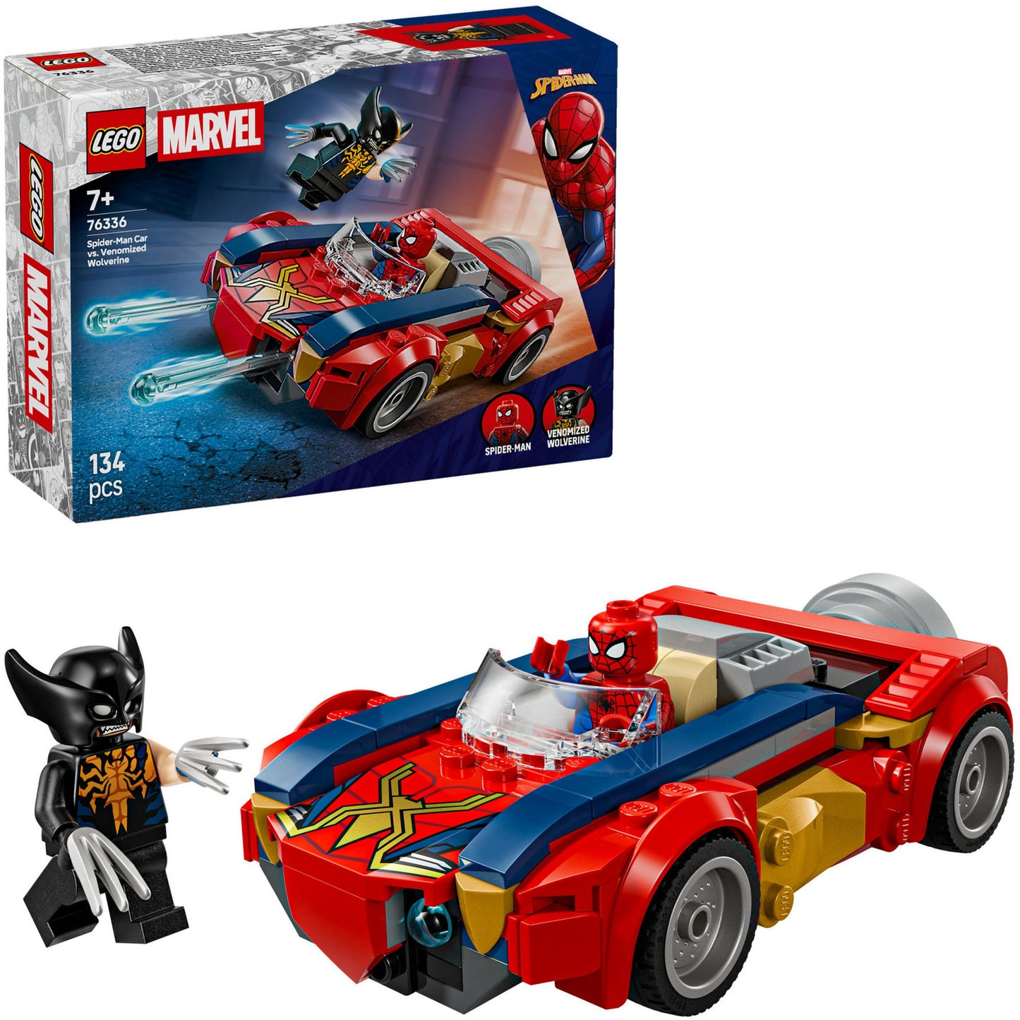 LEGO super heroes 76336 marvel spider-man auto vs. venomized wolverine