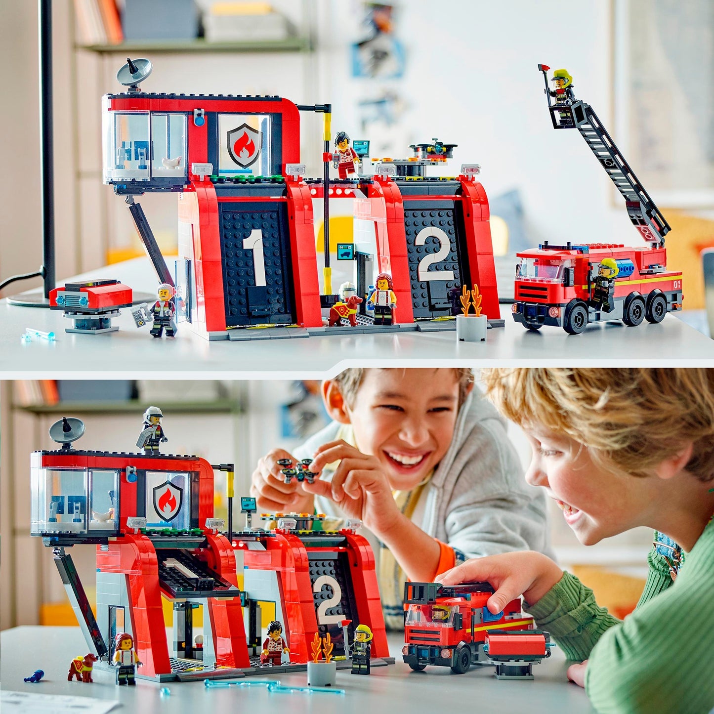 LEGO city 60414 brandweerkazerne en brandweerauto