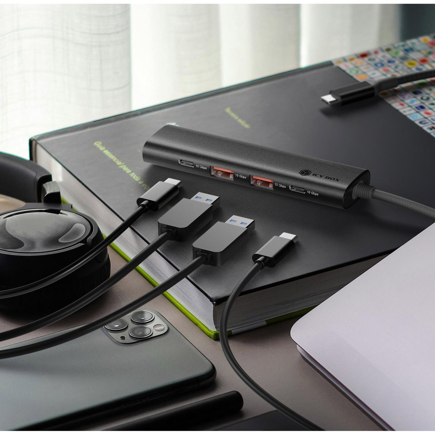 ICY BOX ib-hub1437-cpd usb-hub (zwart)