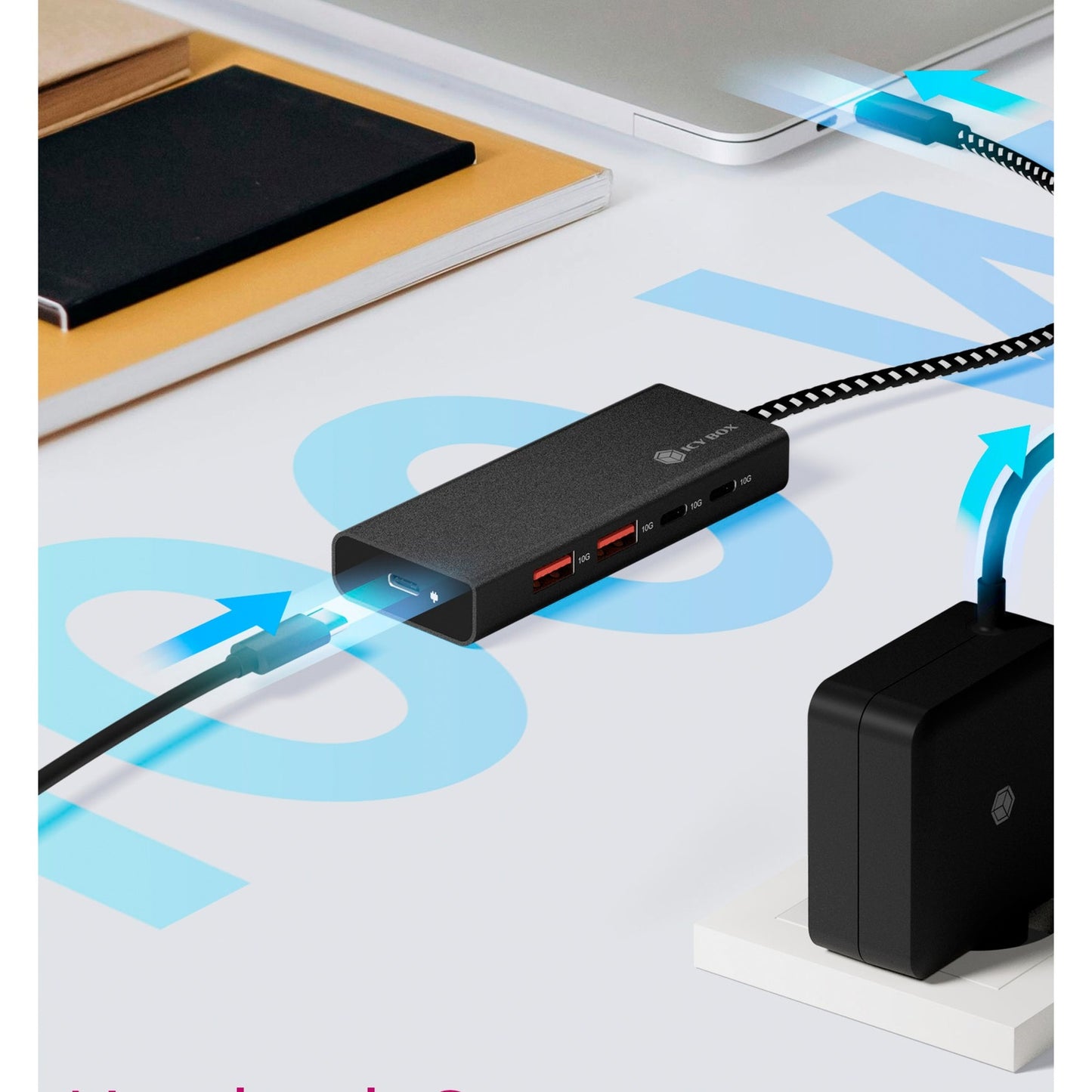 ICY BOX ib-hub1436-cpd usb-hub (zwart, 2x usb-a, 2x usb-c)