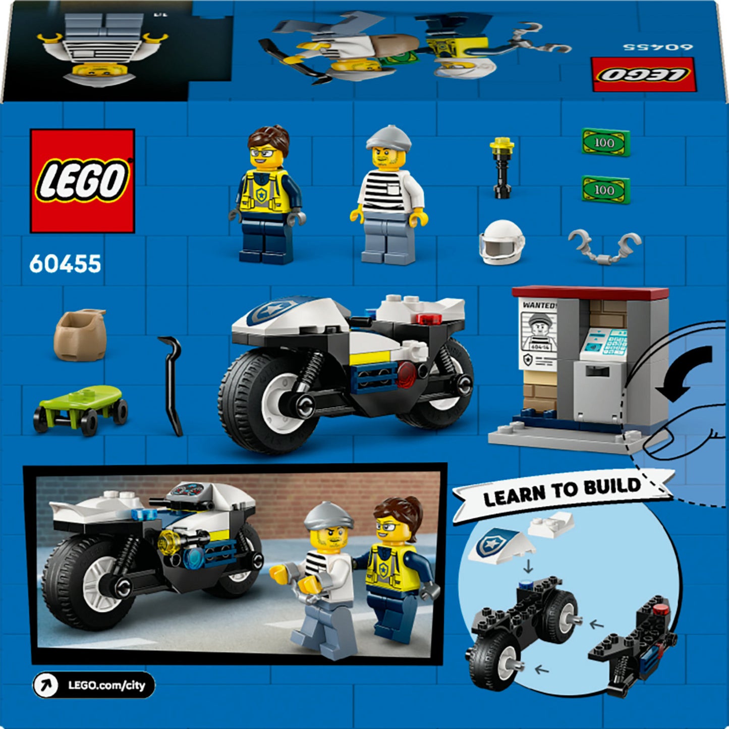 LEGO city 60455 achtervolging op politiemotor