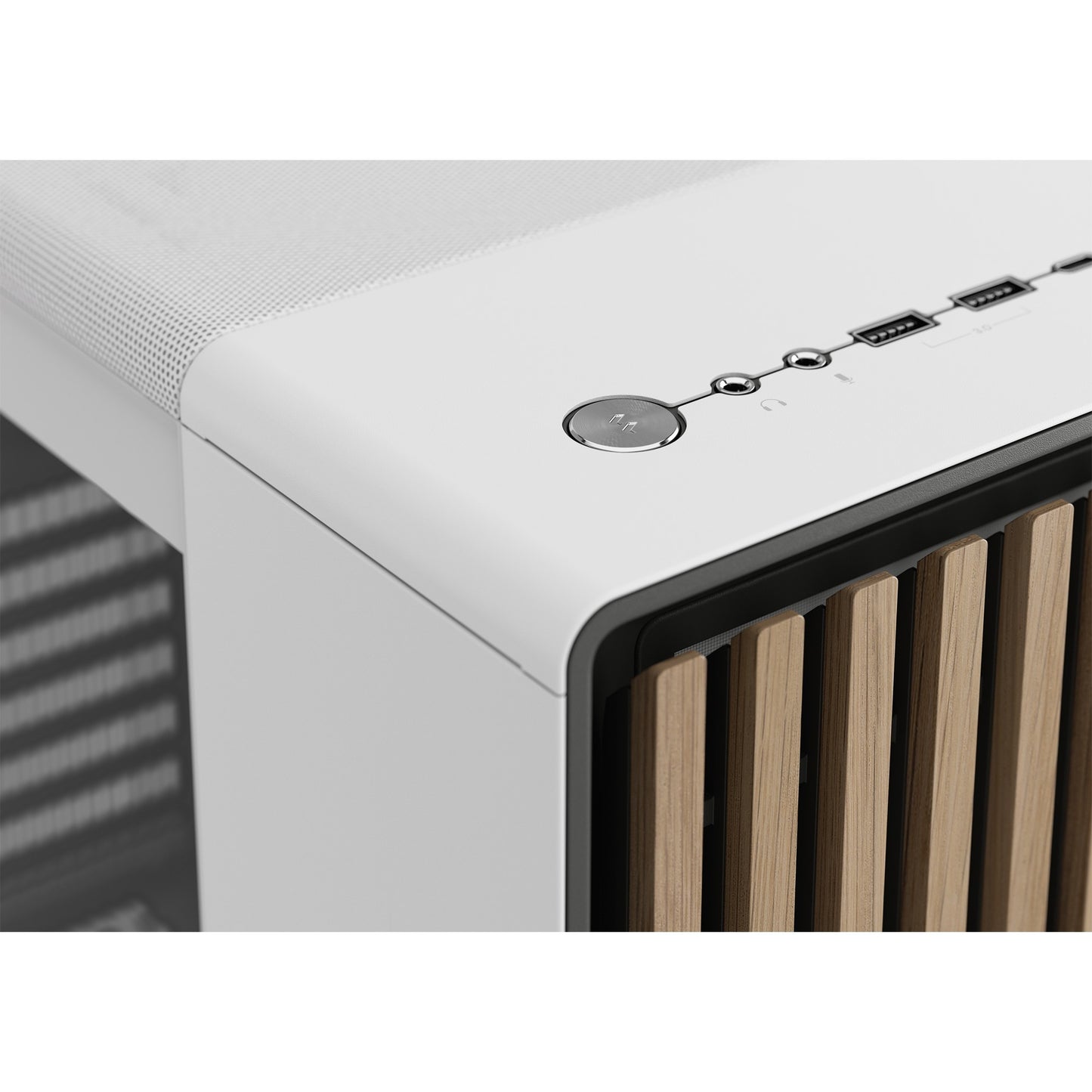Fractal Design north midi tower behuizing (wit houtkleur | 2x usb-a | 1x usb-c | tempered glass)