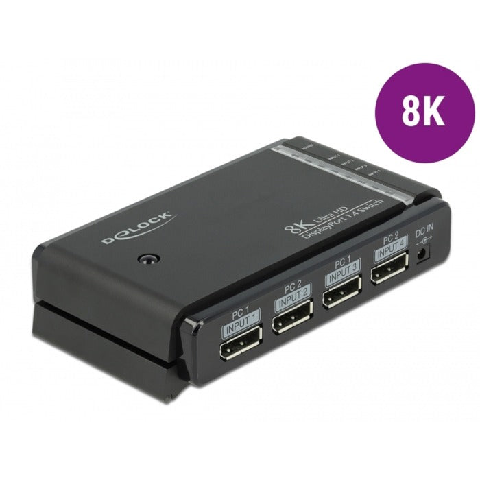 DeLOCK displayport switch 2x 2 displayport in naar 1x 2 displayport out (zwart)