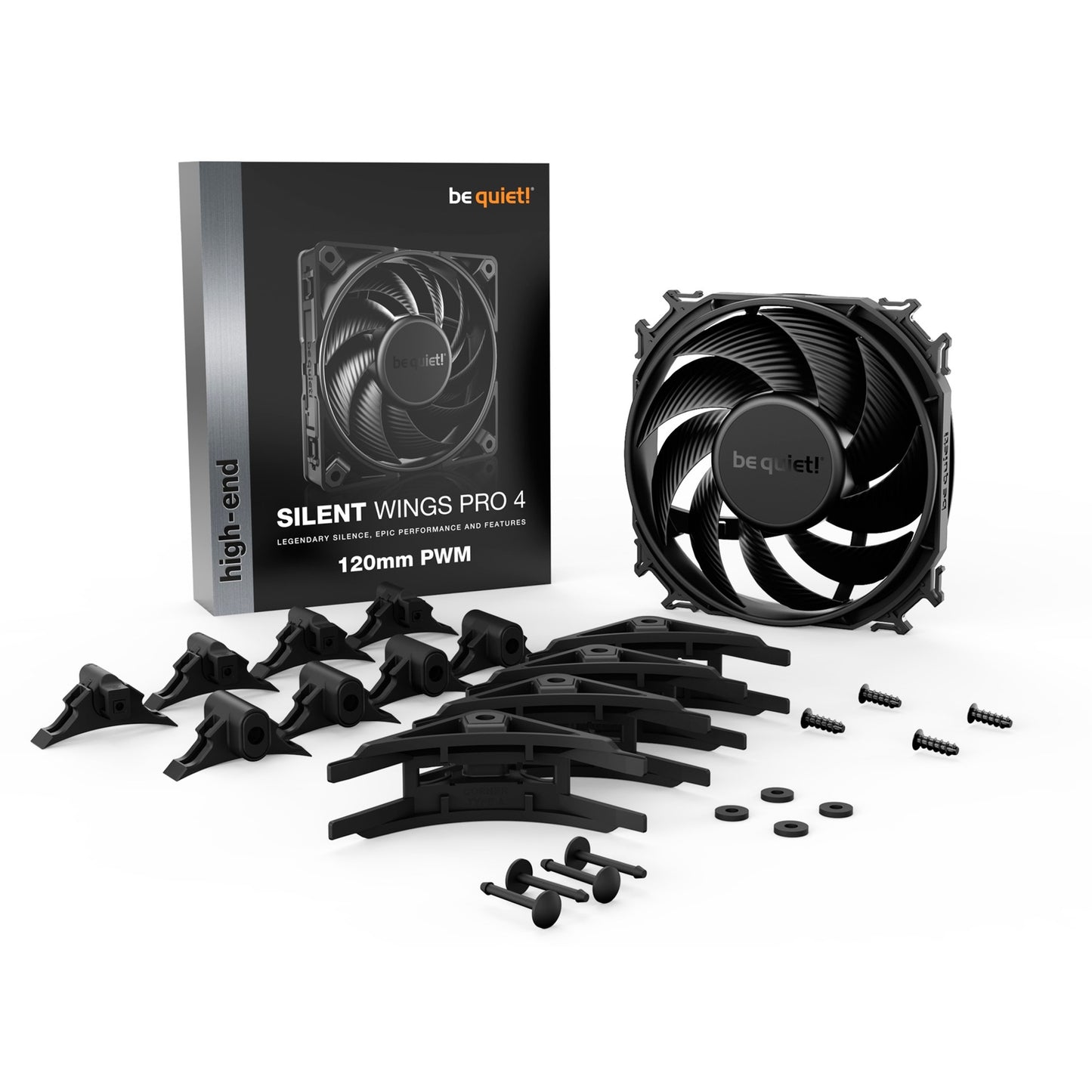 Be Quiet! silent wings pro 4 pwm case fan (zwart, 120 x 120 x 25 mm)