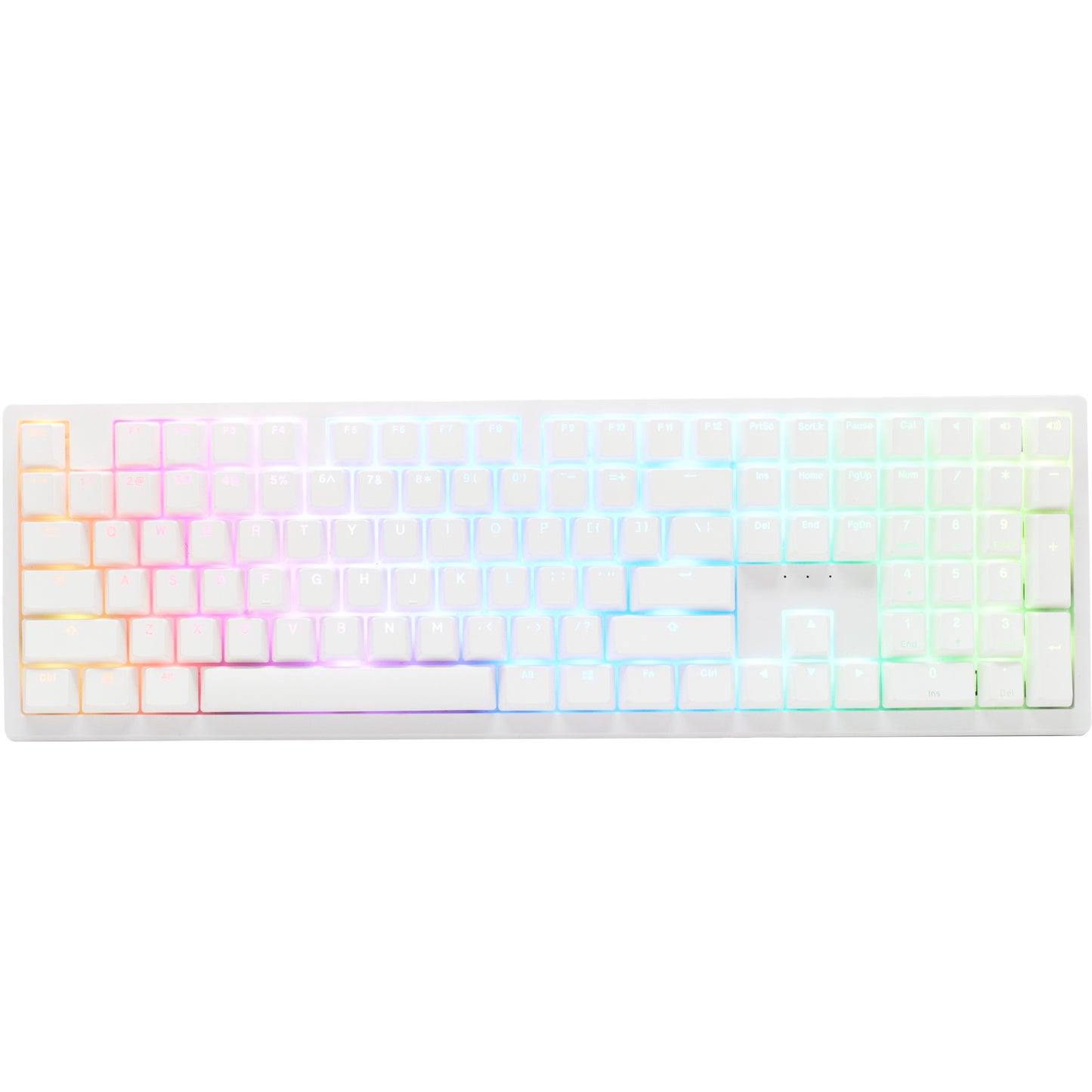 Ducky zero 6108 pure white rgb mechanisch gaming toetsenbord (wit, us lay-out (qwerty), cherry mx2a brown, 100%, rgb leds, double-shot pbt, hot swap, 2.4ghz | bluetooth | usb-c)