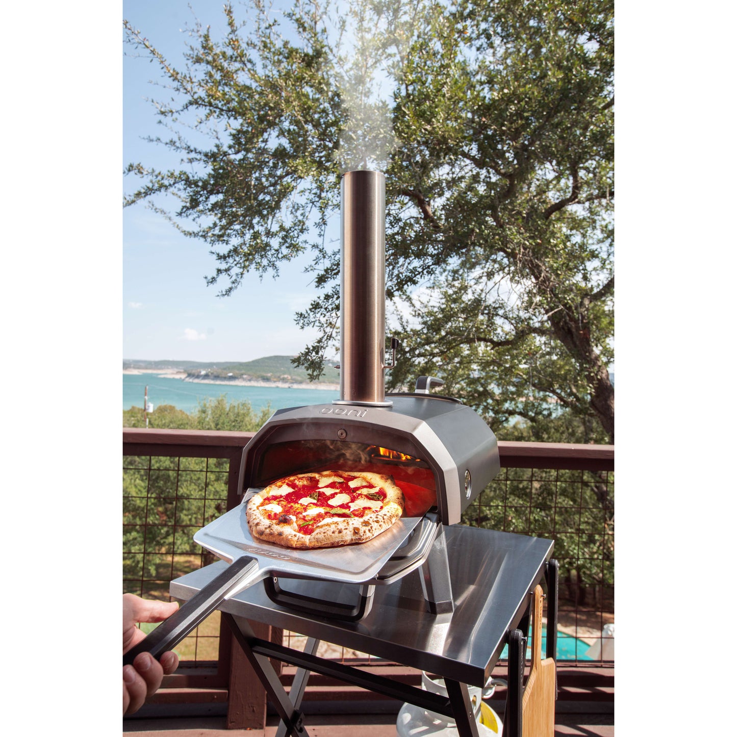 Ooni karu 2 multi-fuel pizza oven pizzaoven (zwart roestvrij staal, 12'' pizza, hout, houtskool en gas)