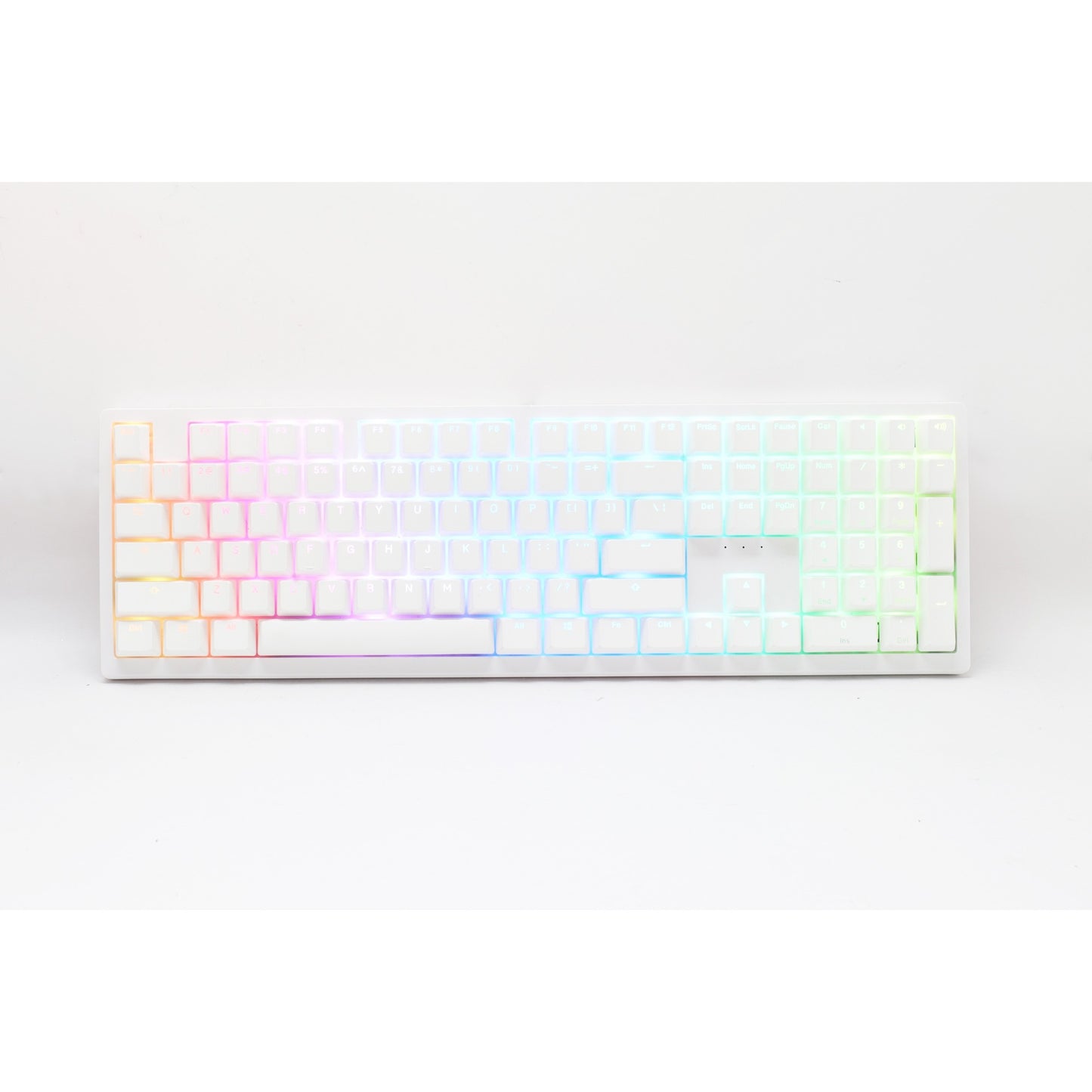 Ducky zero 6108 pure white rgb mechanisch gaming toetsenbord (wit, us lay-out (qwerty), cherry mx2a brown, 100%, rgb leds, double-shot pbt, hot swap, 2.4ghz | bluetooth | usb-c)