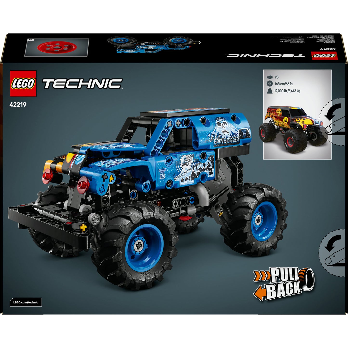 LEGO technic 42219 monster jam grave digger vuur en ijs