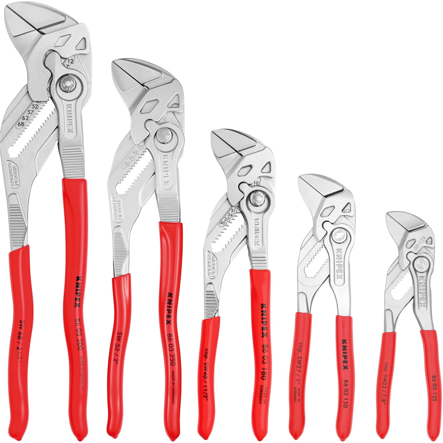 KNIPEX sleuteltangenset 00 19 55 s4, 5-delig (rood, incl. roltas)