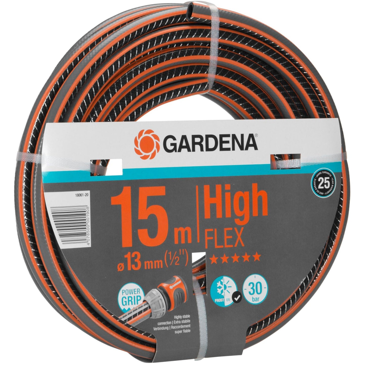 GARDENA comfort highflex slang 13 mm (1 2 ) (grijs oranje, 18061-20, 15 m)