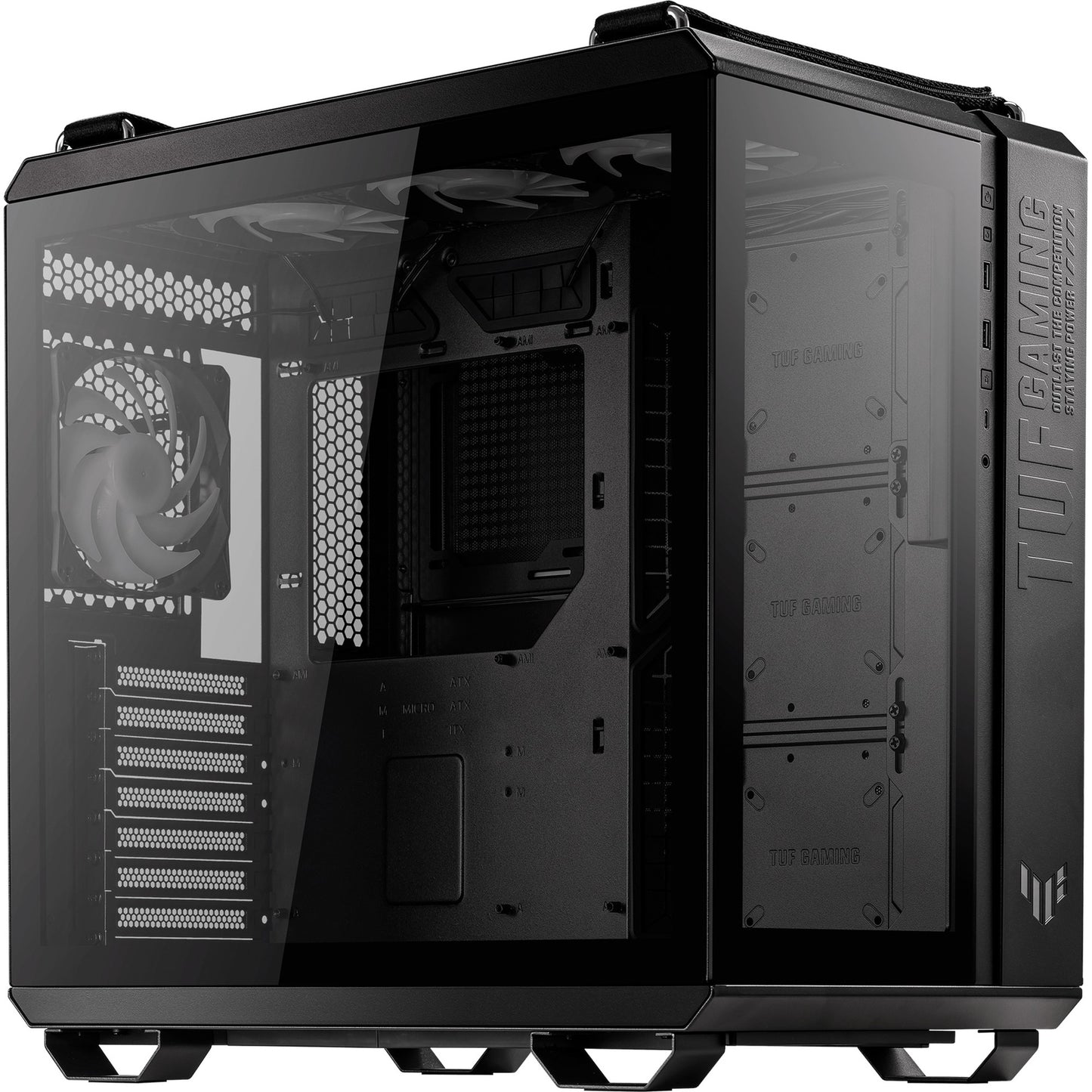 ASUS tuf gaming gt502 plus midi tower behuizing (zwart | 2x usb-a | 1x usb-c | tempered glass)