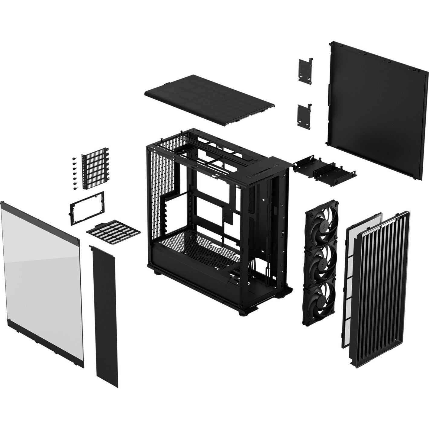 Fractal Design north xl momentum edition midi tower behuizing (zwart houtkleur | 2x usb-a | 1x usb-c | tempered glass)