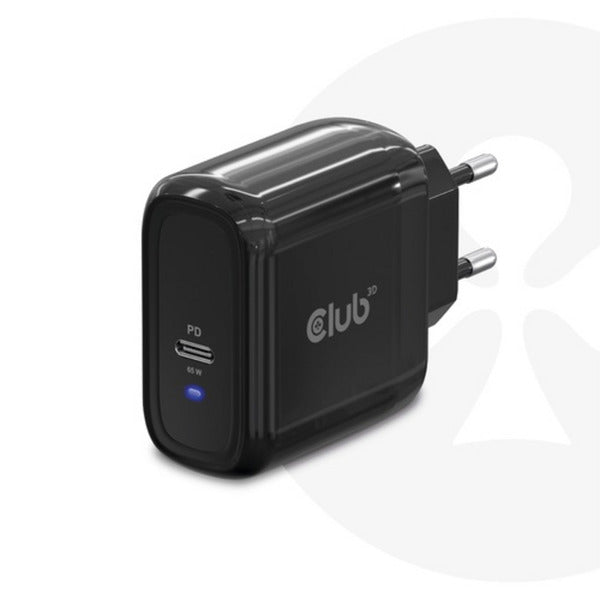 Club 3D travel charger pps 65w gan technology (zwart, usb-c, power delivery(pd) 3.0)
