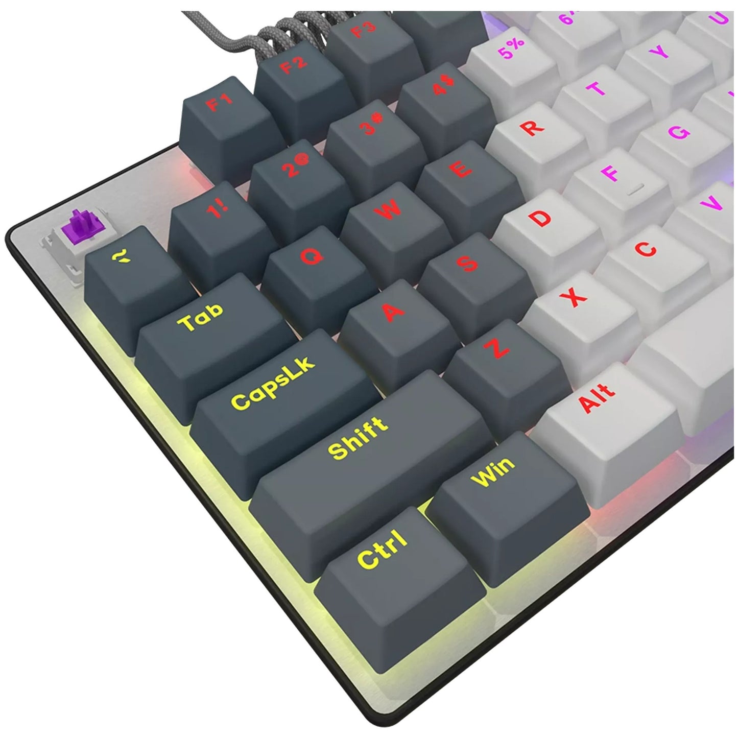 LORGAR azar 514tkl rgb mechanisch gaming toetsenbord (wit, us lay-out (qwerty), logar dream, 80% (tkl), rgb)
