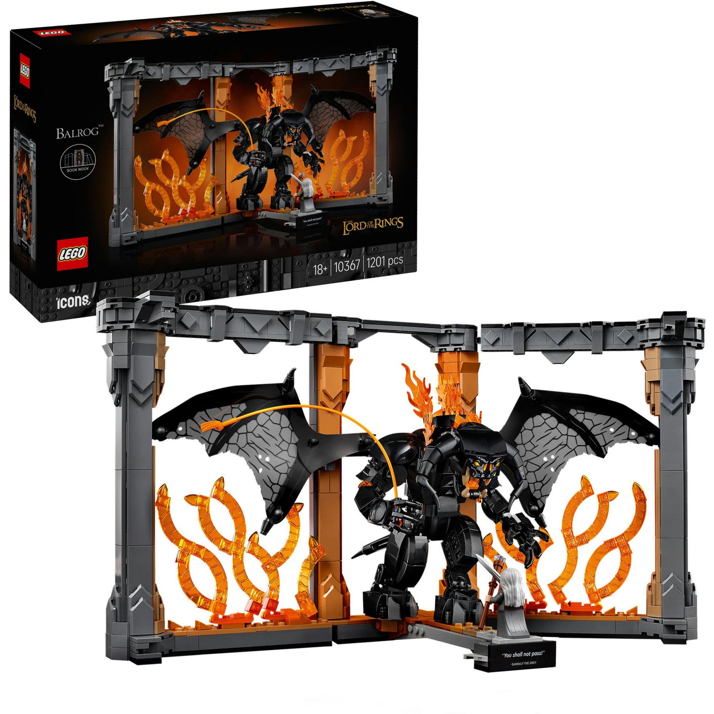 LEGO icons boekensteun: the lord of the rings – balrog constructiespeelgoed (10367)