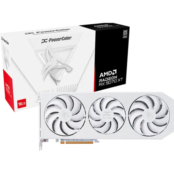 PowerColor radeon rx 9070 xt hellhound spectral white 16gb gddr6 grafische kaart (wit, rdna4, gddr6, 3x displayport, 1x hdmi)