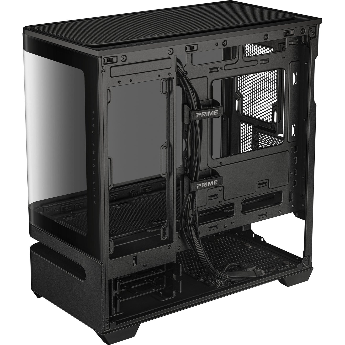 ASUS prime ap202 midi tower behuizing (zwart | 2x usb-a | 1x usb-c | rgb | tempered glass)
