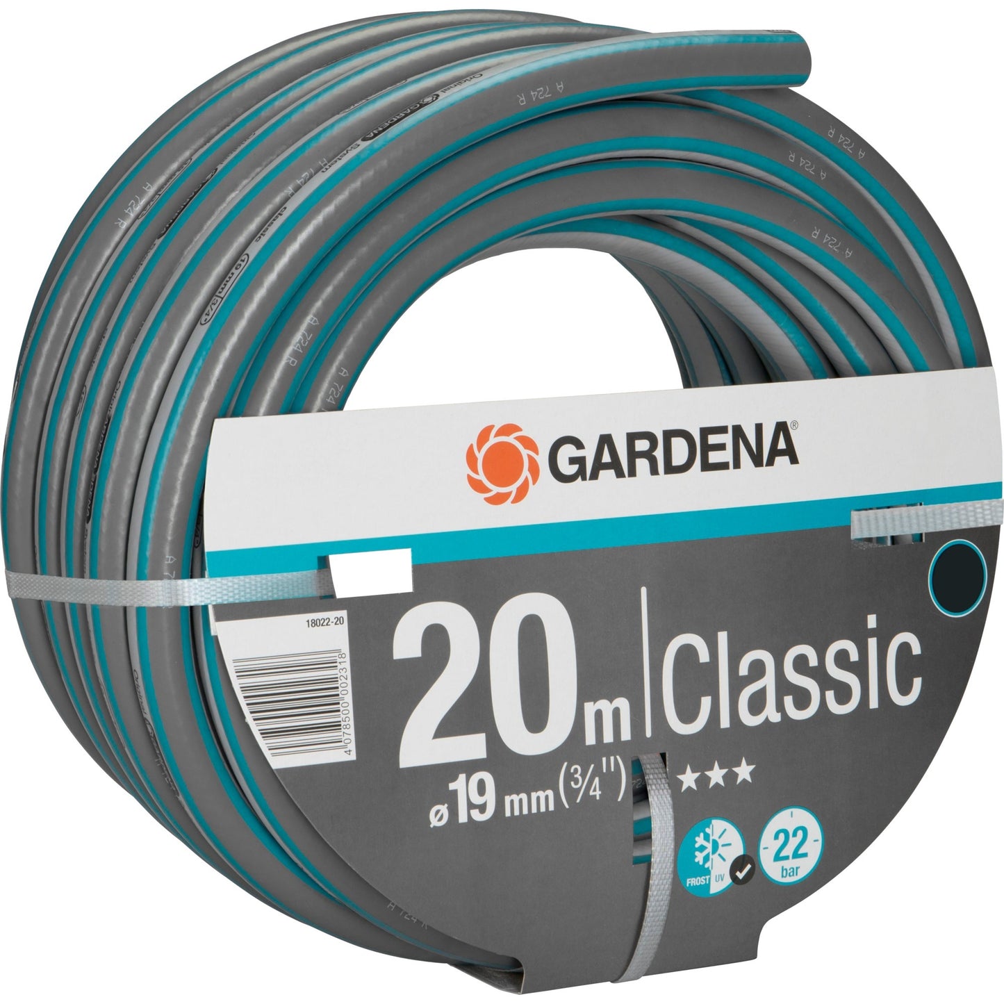 GARDENA classic slang 19 mm (3 4 ) (grijs turquoise, 18022-20, 20 m)