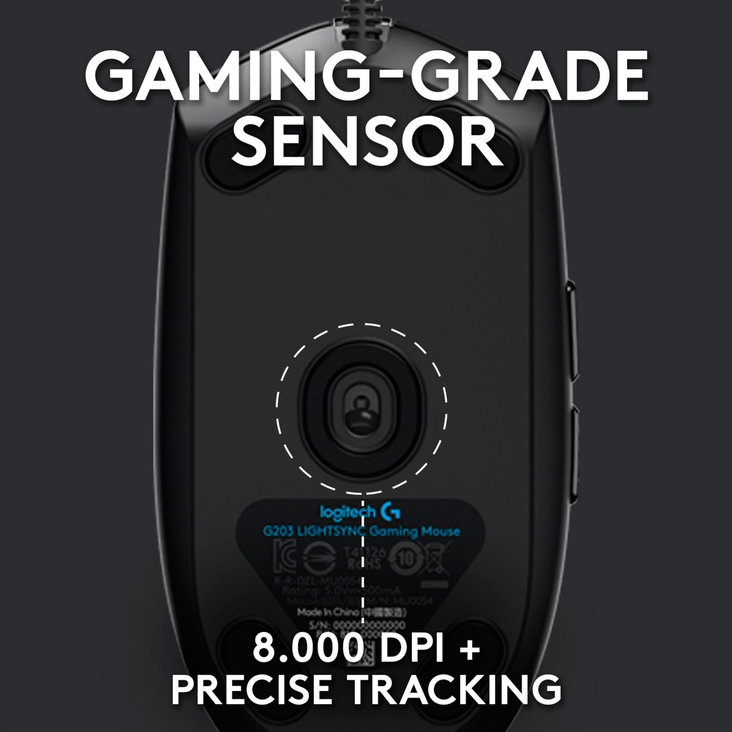 Logitech g203 lightsync gaming muis (zwart, 200 - 8000 dpi, rgb leds)