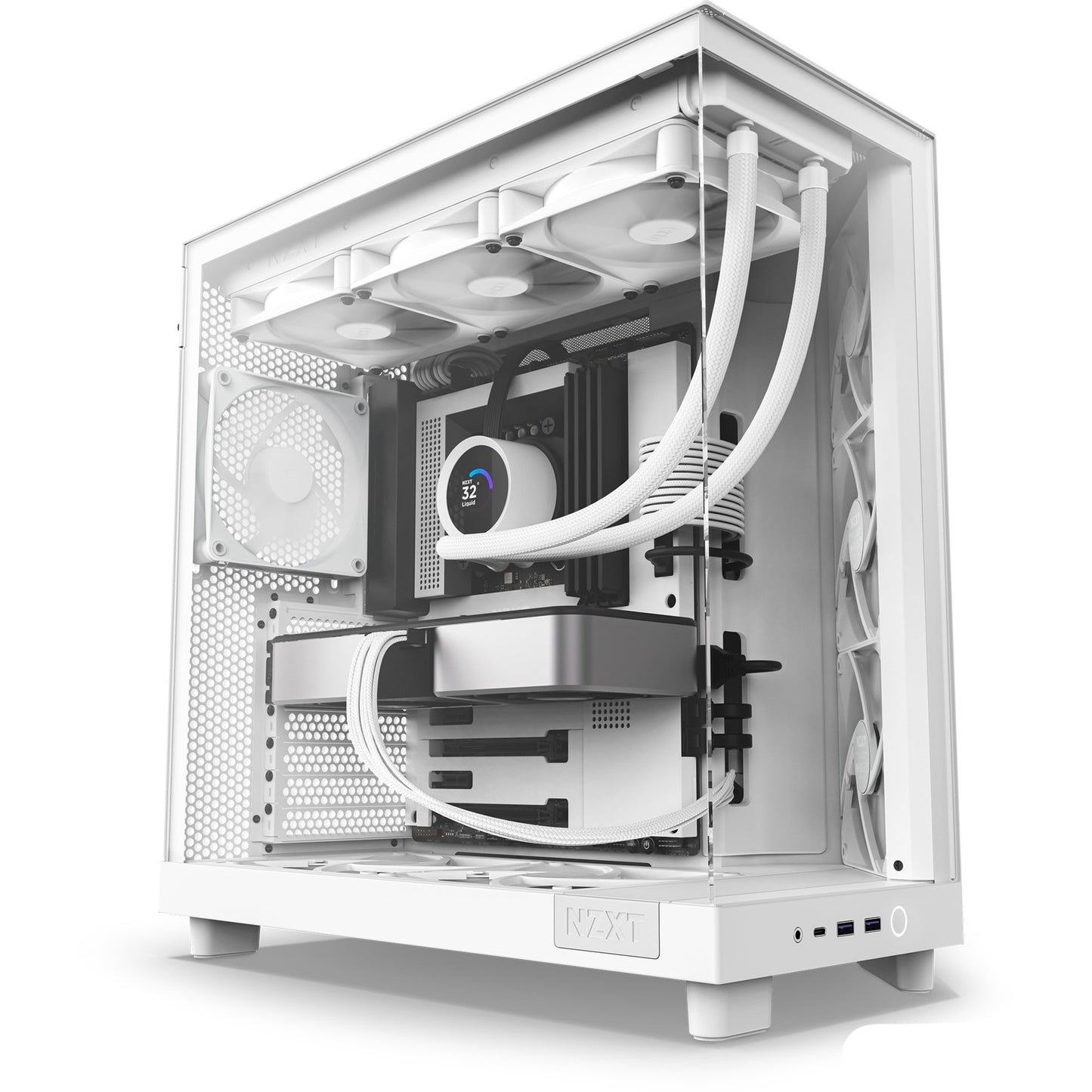 NZXT h6 flow midi tower behuizing (wit | 2x usb-a | 1x usb-c | tempered glass)