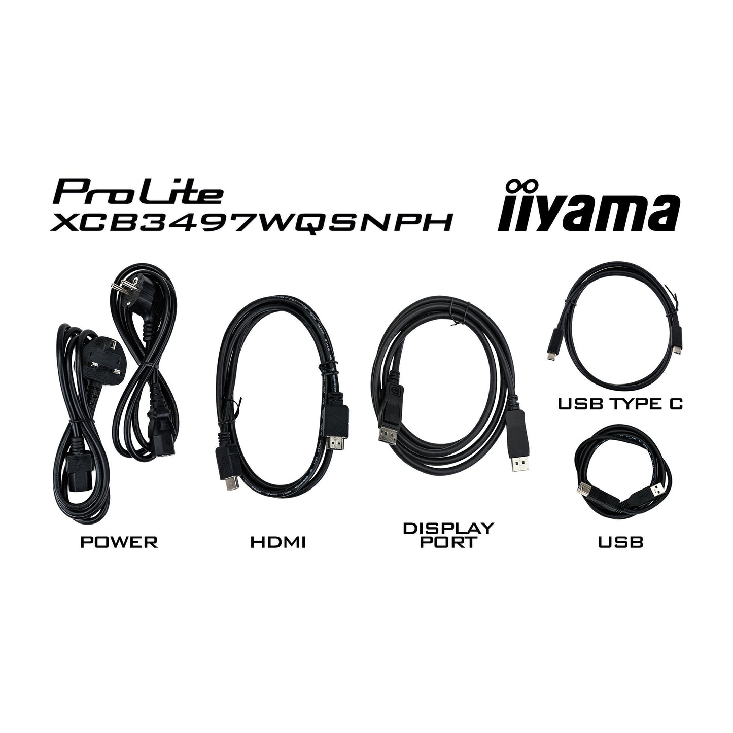 Iiyama prolite xcb3497wqsnph-b1 34 curved ultrawide monitor (zwart, 2x hdmi, displayport, 2x usb-a, 4x usb-c, rj-45)