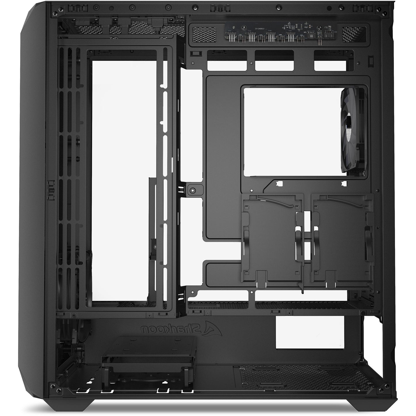 Sharkoon ak2 rgb midi tower behuizing (zwart | 2x usb-a | 1x usb-c | rgb | tempered glass)