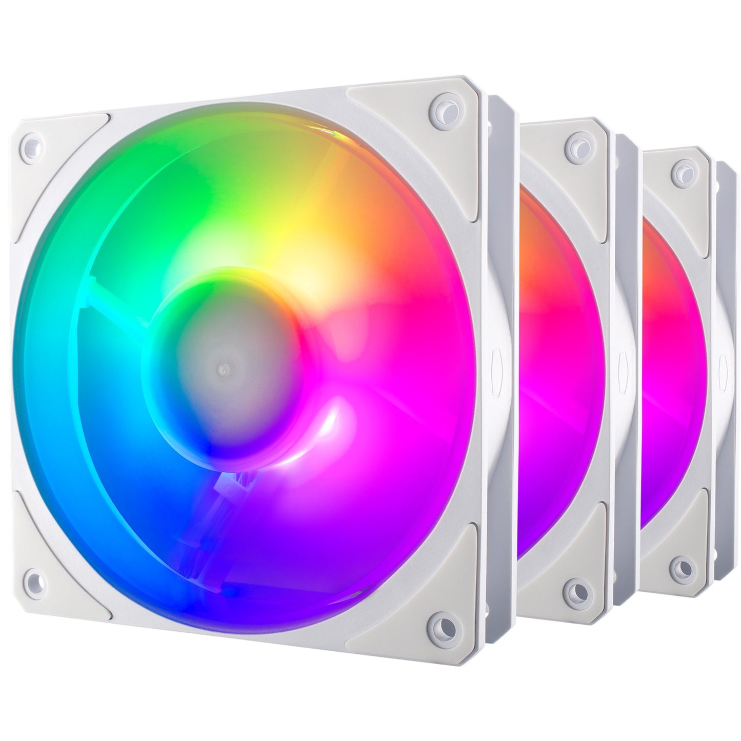 Cooler Master mobius 120p argb 120x120x25 case fans (wit, 3 stuks, 120 x 120 x 25 mm, pwm)