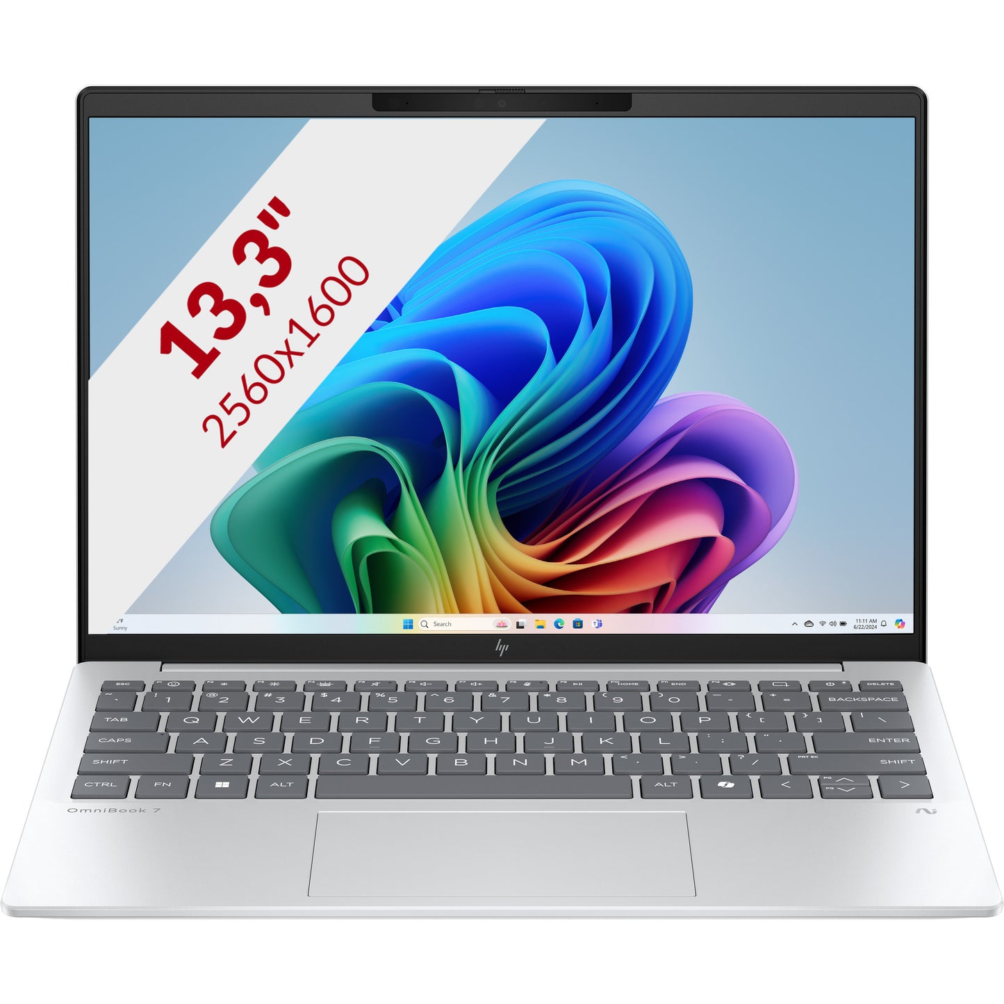 HP omnibook 7 aerongai 13-bg1076nd 13.3 copilot+ laptop (zilver | ryzen ai 7 350 | radeon 860m | 32 gb | 1 tb ssd)