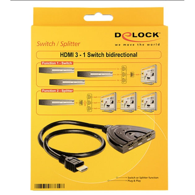 DeLOCK hdmi 3 > 1 switch hdmi switch (zwart, 60 centimeter)