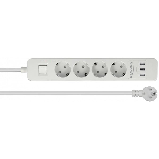 DeLOCK 4-weg stekkerdoos met usb-poorten stekkerdoos (wit)
