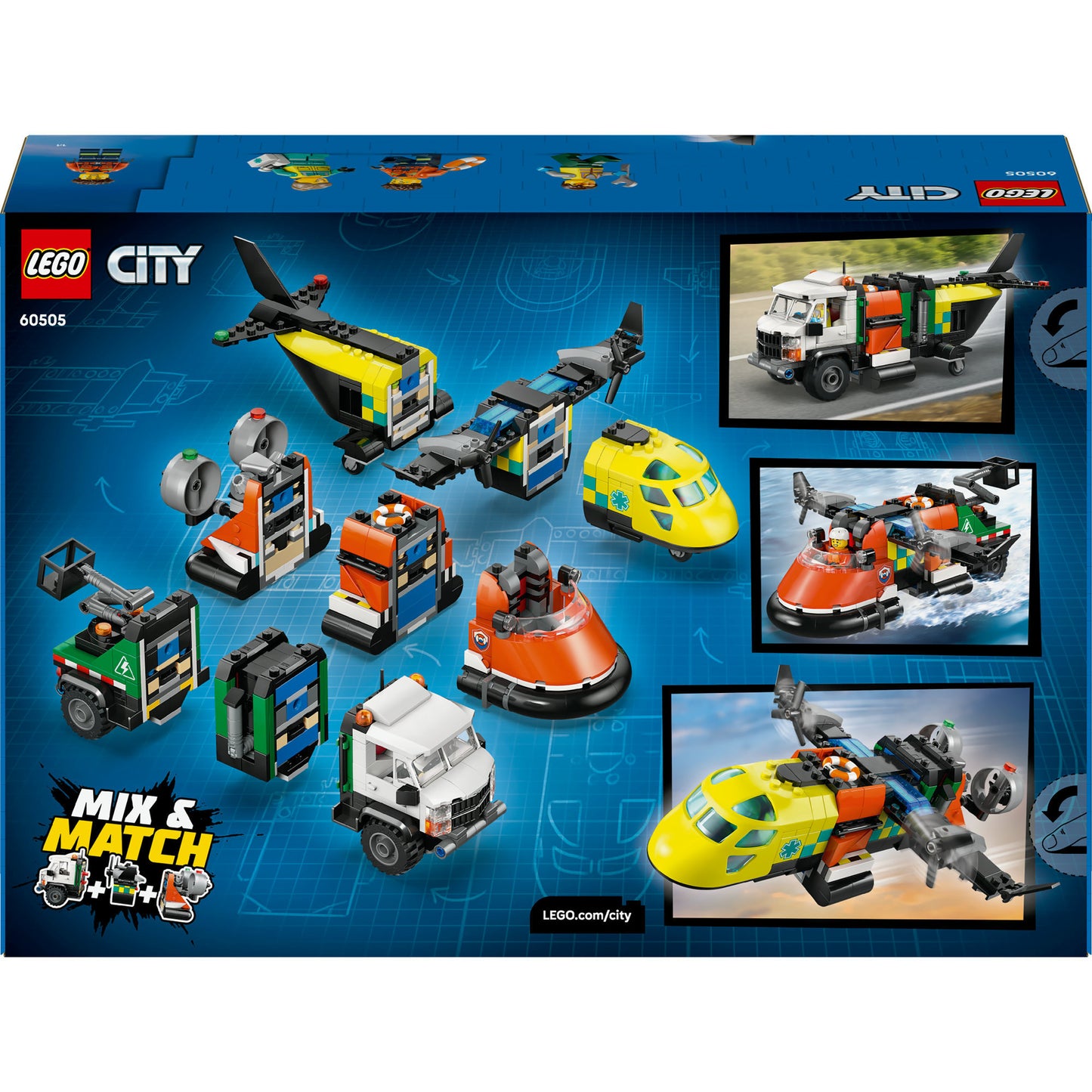 LEGO city 60505 vliegtuig, servicewagen en hovercraft remix