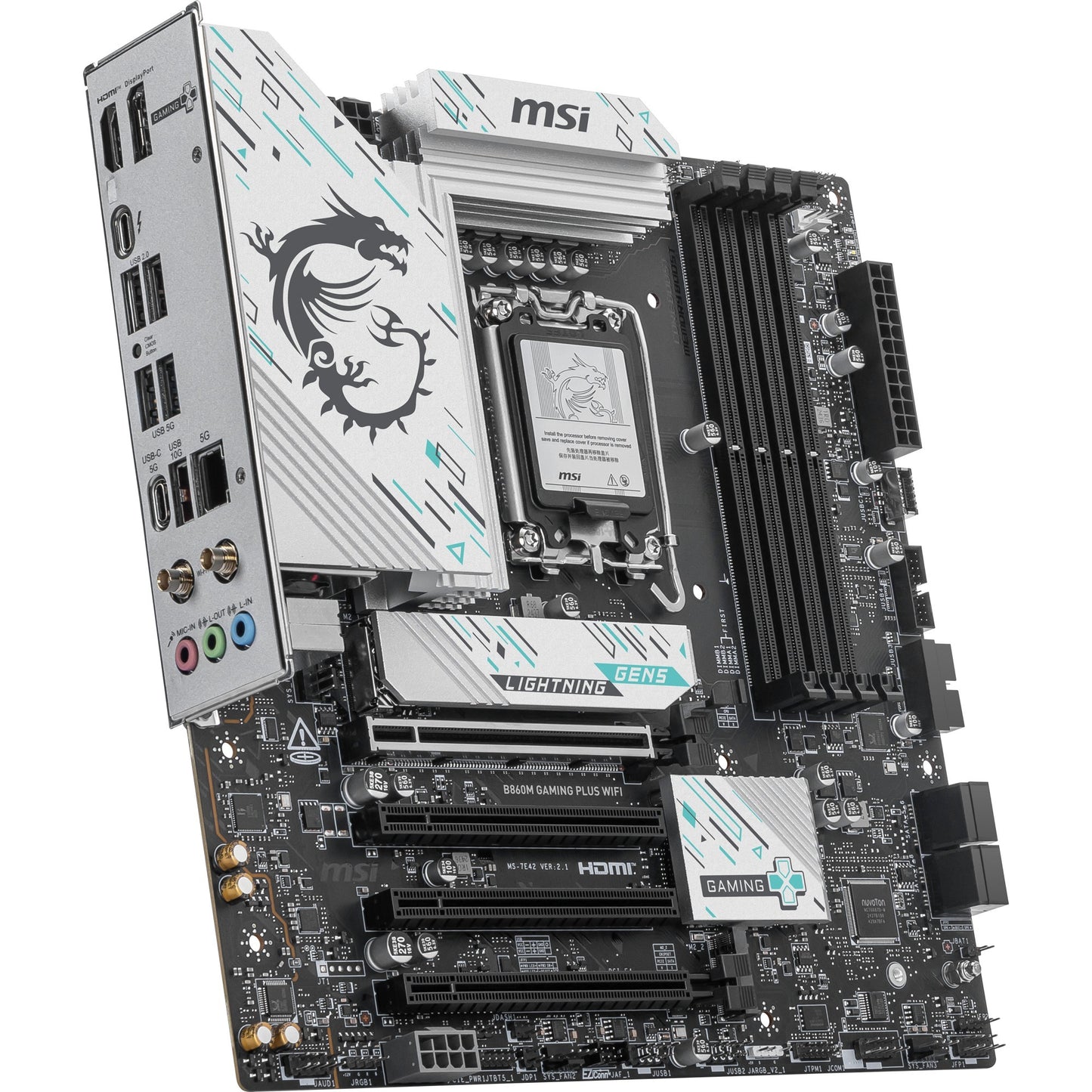 MSI b860m gaming plus wifi socket 1851 moederbord (raid, 5gb-lan, wi-fi 7, bt, sound, µatx)