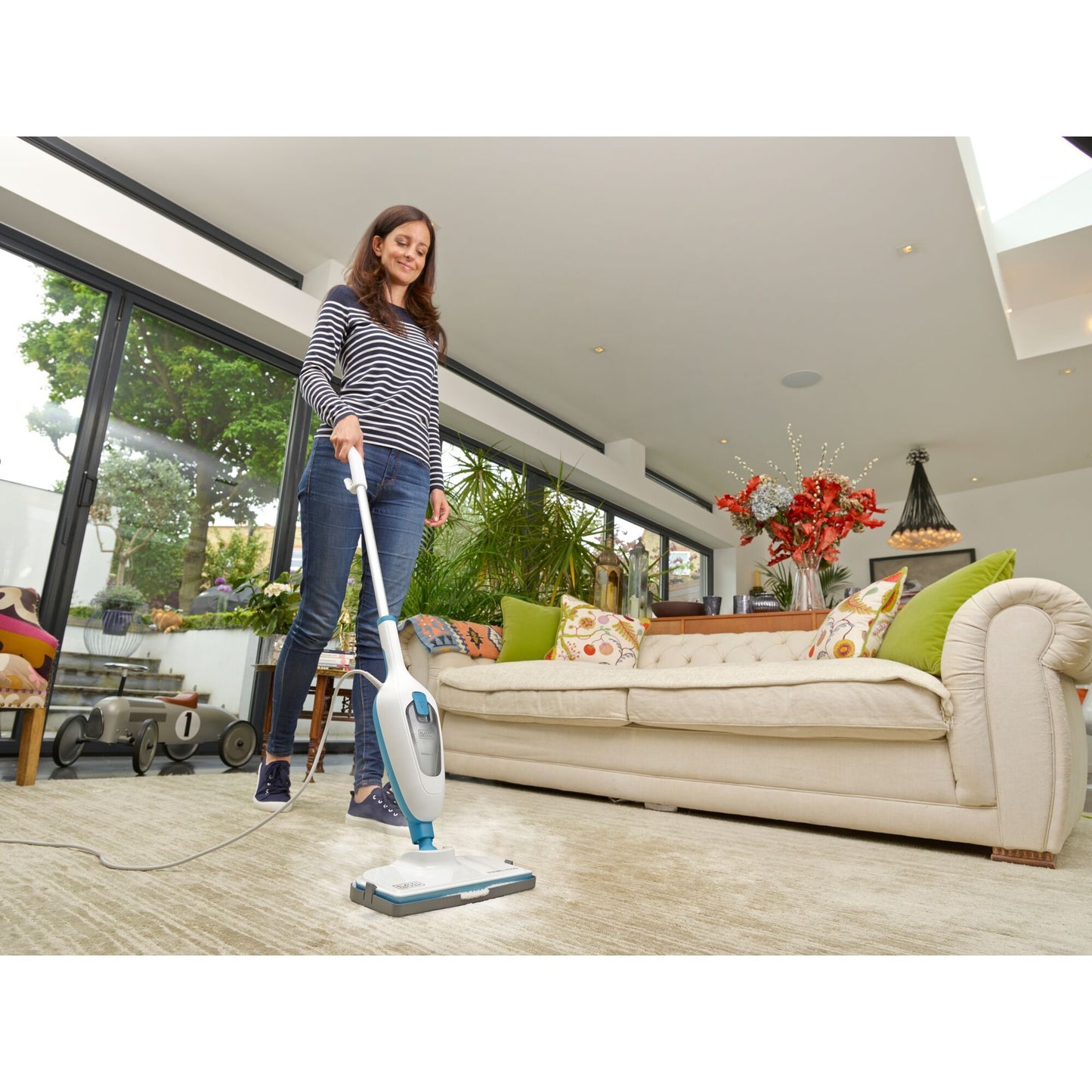 BLACK+DECKER fsmh13e10-qs 1300w 10-in-1 steam-mop met accessoires stoomreiniger (wit)