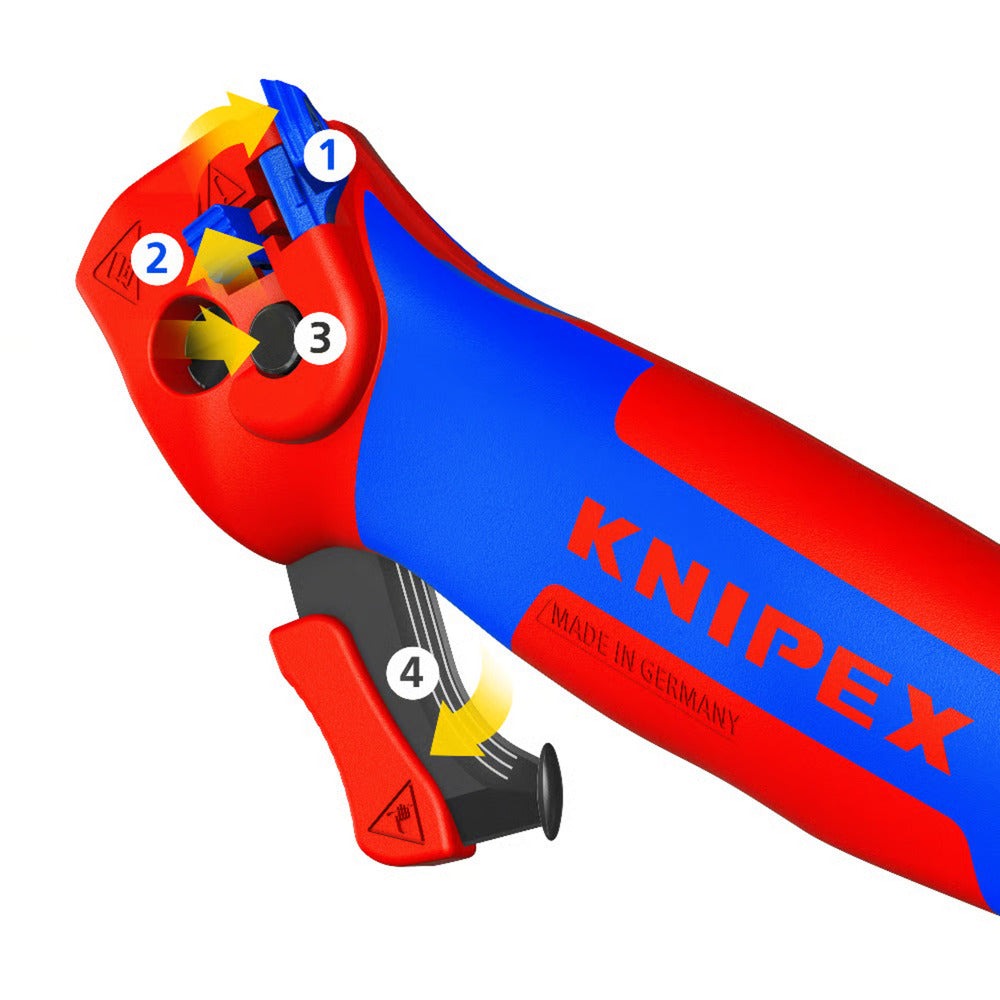 KNIPEX kabelmes, met glijschoen (rood blauw)