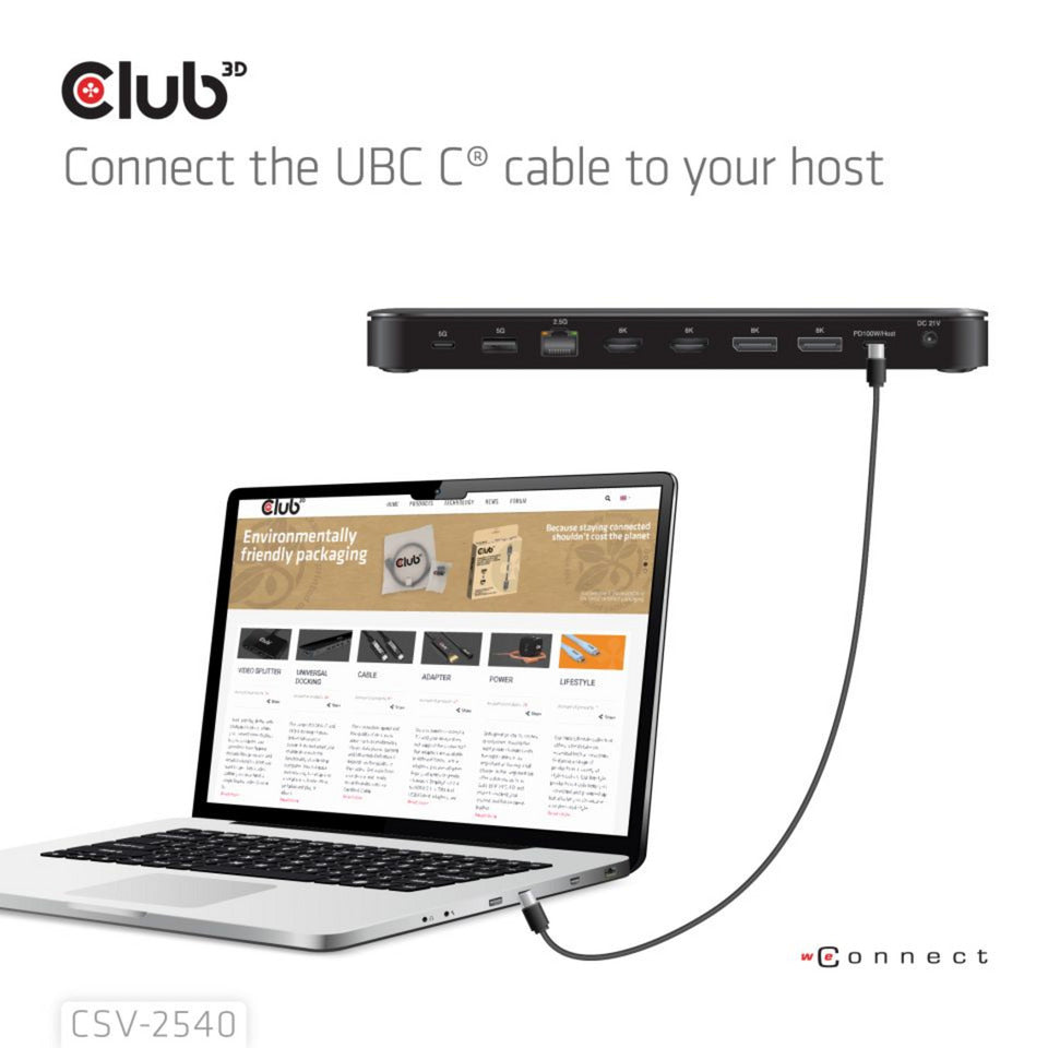 Club 3D 14-1 usb-c quad display dockingstation (zwart)
