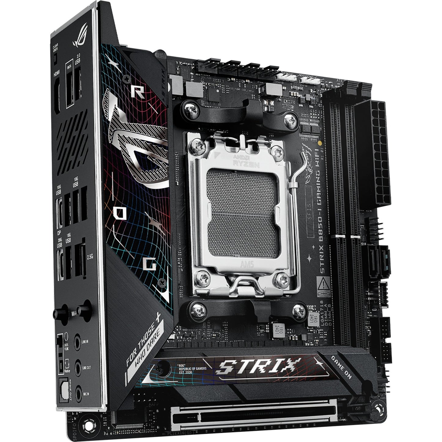 ASUS rog strix b850-i gaming wifi socket am5 moederbord (2.5gb-lan, wi-fi 7, bt, sound, mini-itx)