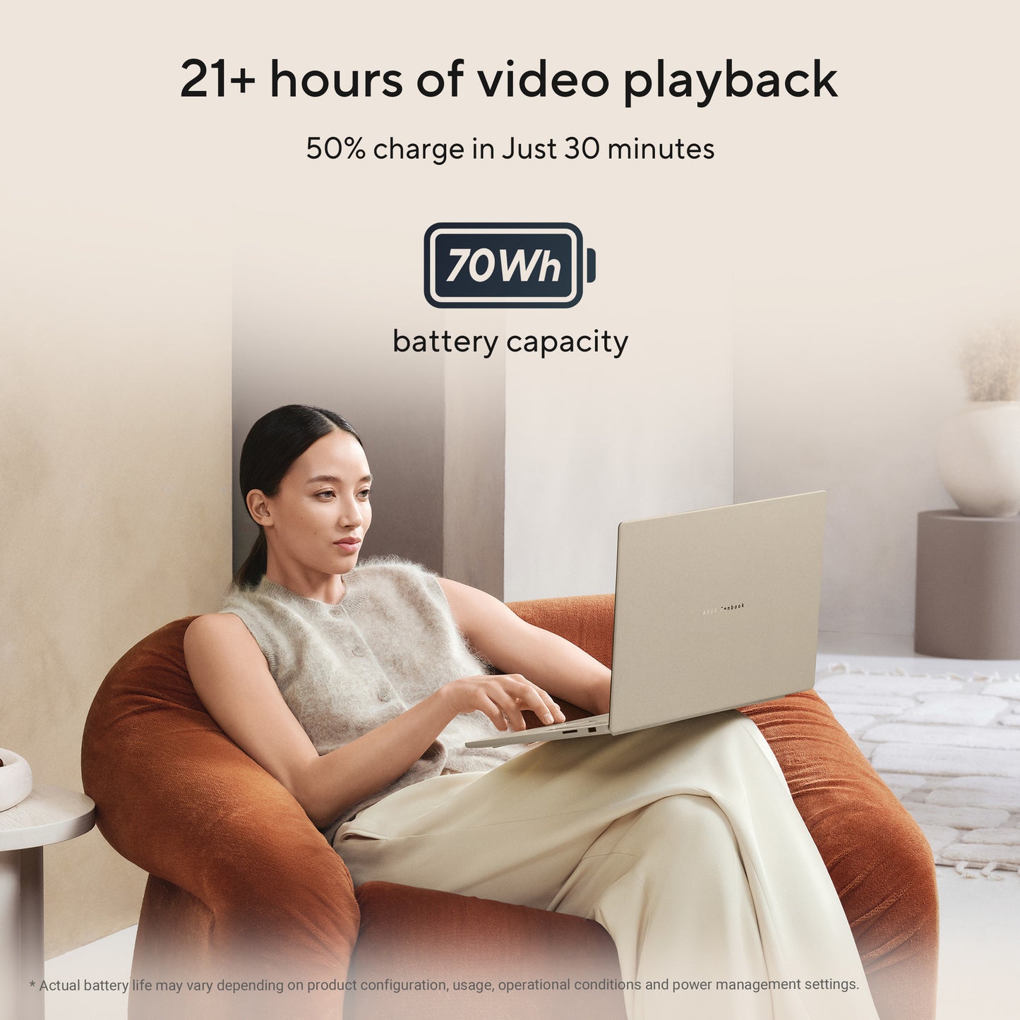 ASUS zenbook a16 ux3607oa-sq013w 16 copilot+ laptop (beige | snapdragon x2e-94-100 | qualcomm adreno | 48 gb | 1 tb ssd | oled)