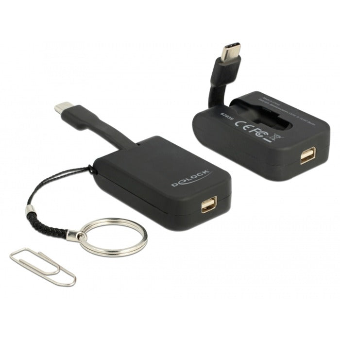 DeLOCK usb-c > mini-displayport adapter sleutelhanger (zwart, 4k 60hz)