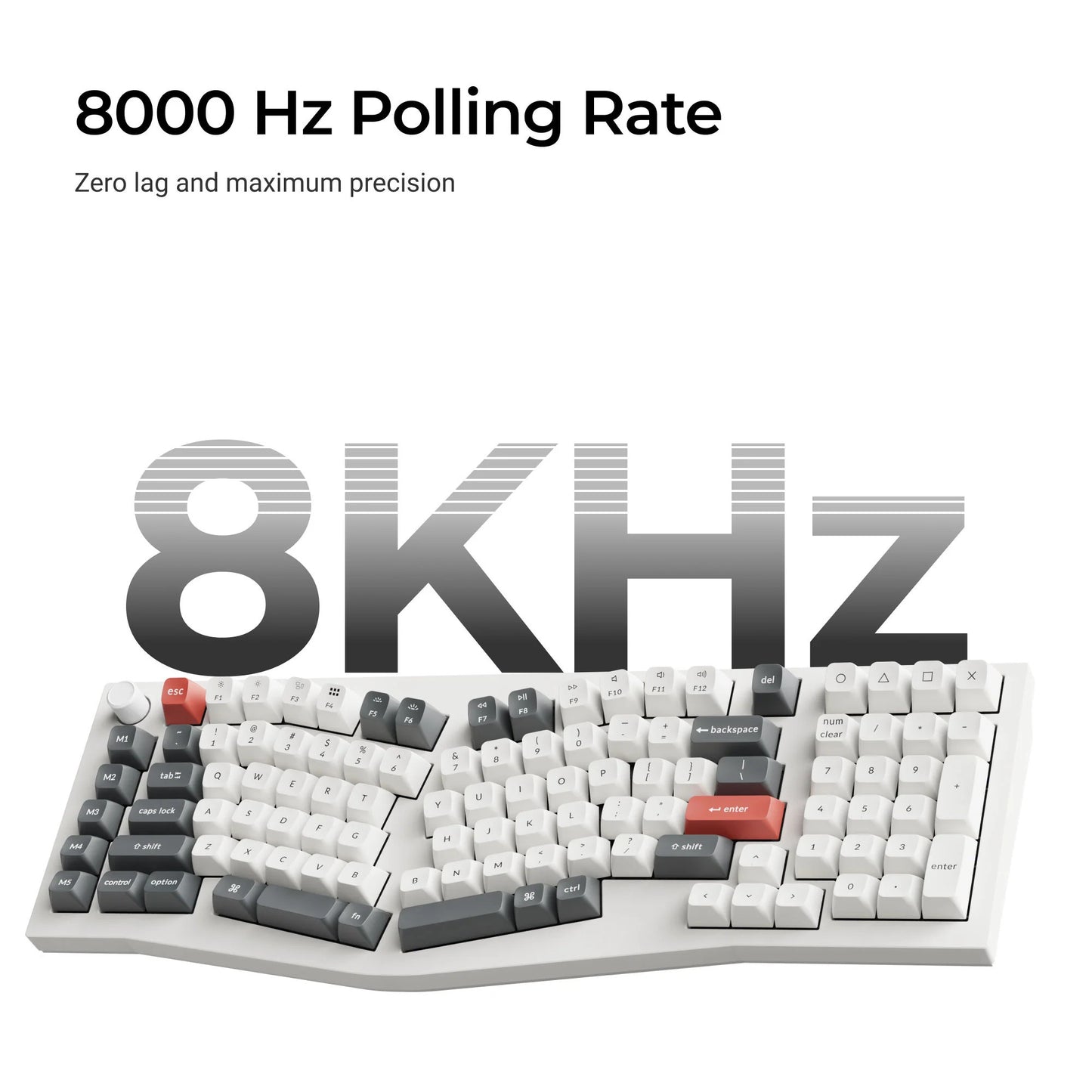 Keychron q13 ultra-m1 8k wireless custom mechanical keyboard (zwart, us lay-out (qwerty), silk pom red, 96%, rgb, hot swap, 8k, 2.4 ghz | bluetooth 5.2 | usb-c)