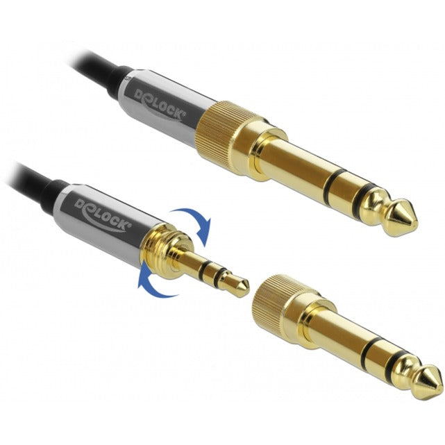 DeLOCK stereokabel 3,5 mm 3 pin-stekker > 3,5 mm 3 pin-stekker (zwart, 0,5 meter)
