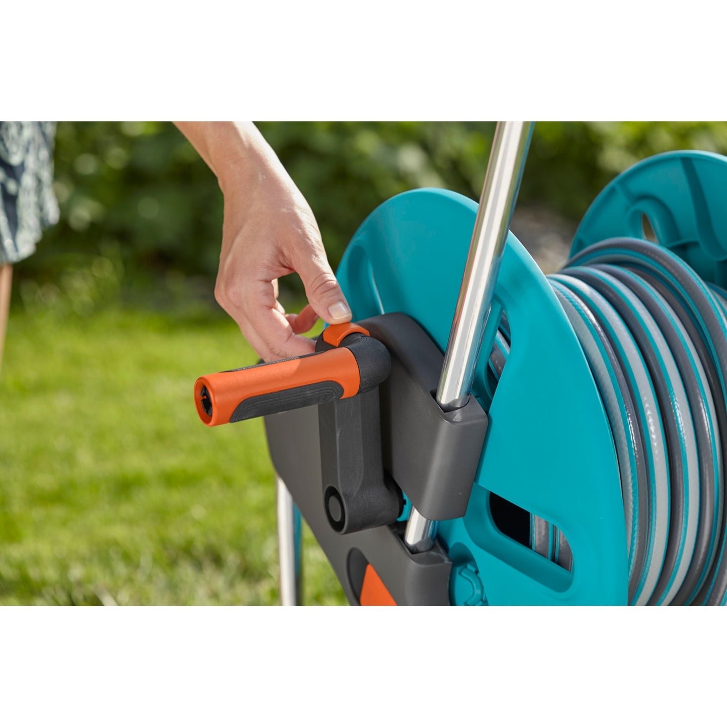 GARDENA slangenwagen aquaroll m set (turquoise grijs, 18513-20)
