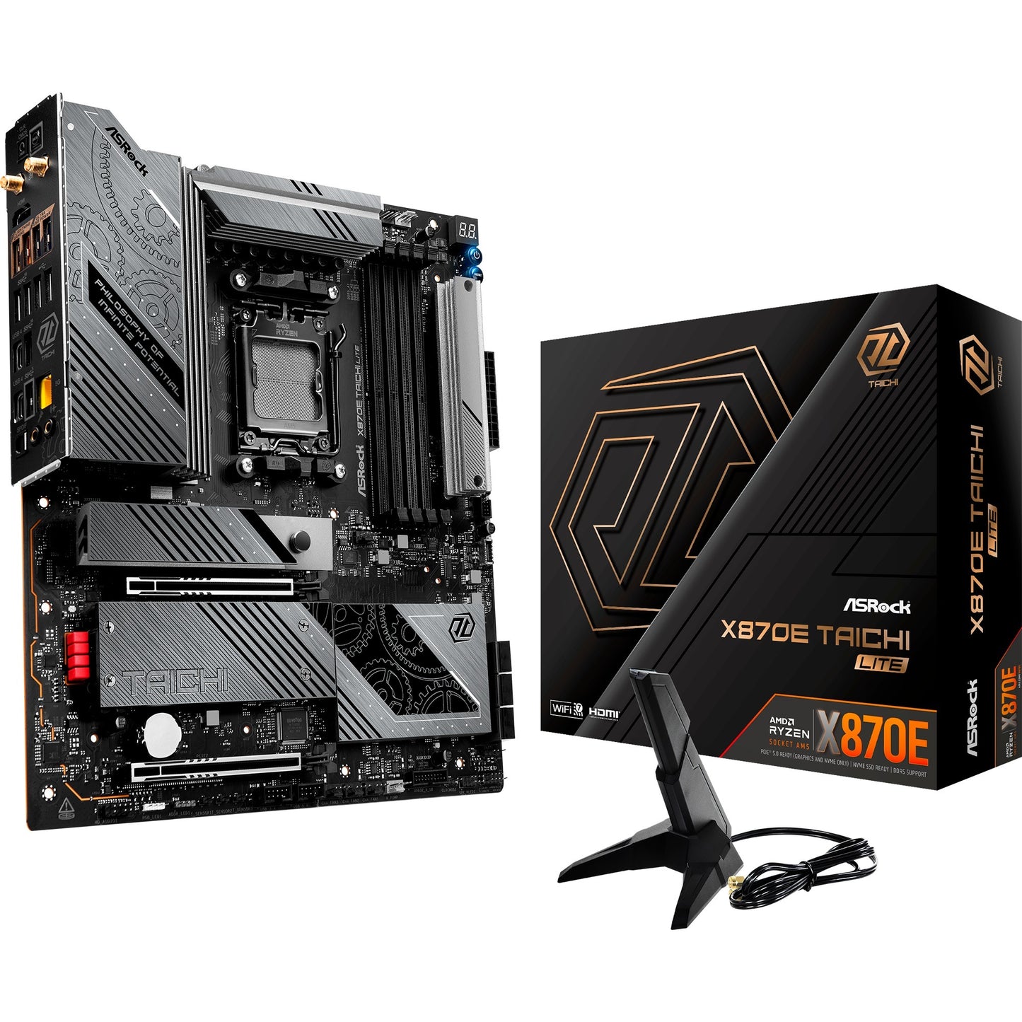 ASRock x870e taichi lite socket am5 moederbord (raid, 5 gb-lan, wi-fi 7, bt, e-atx)