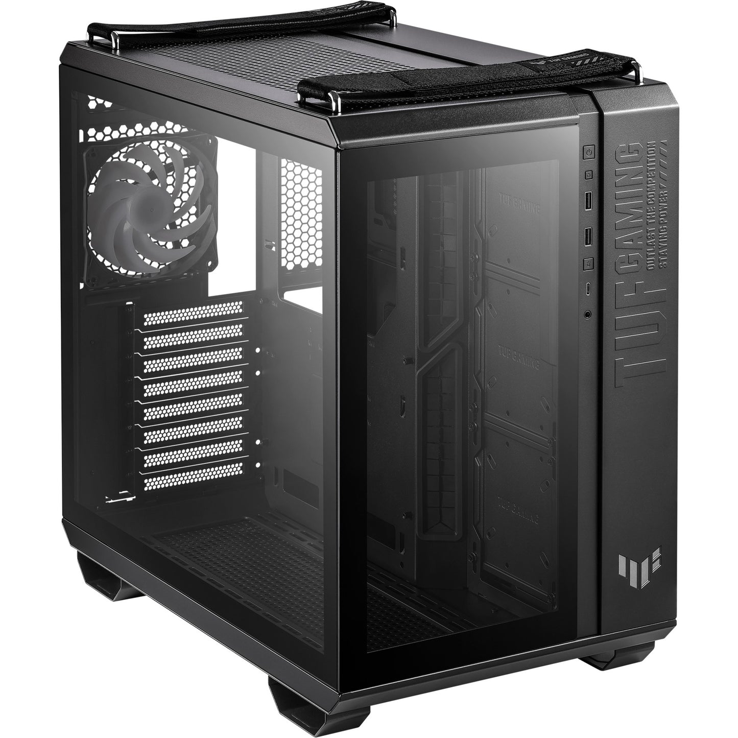 ASUS tuf gaming gt502 plus midi tower behuizing (zwart | 2x usb-a | 1x usb-c | tempered glass)