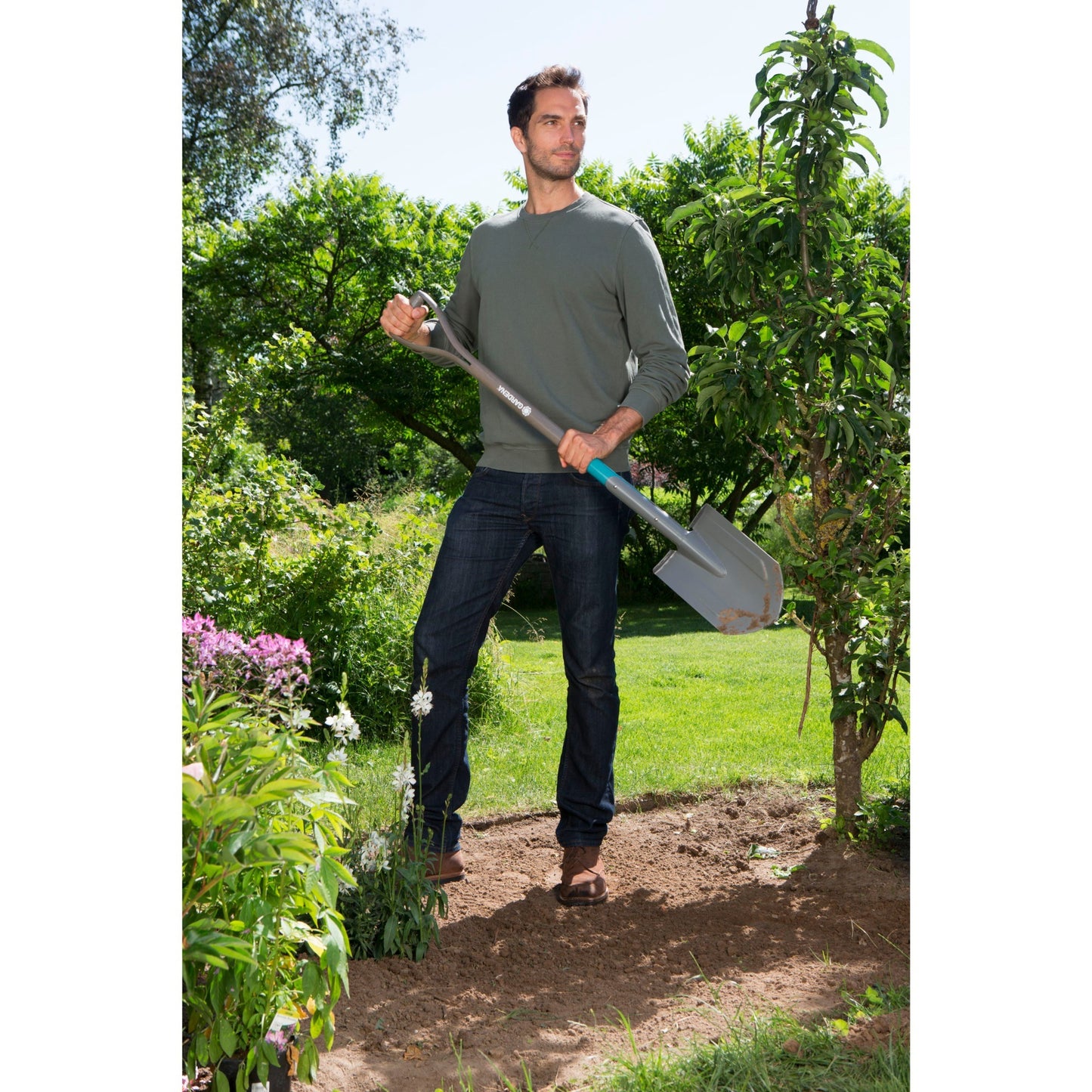 GARDENA natureline puntspade (houtkleur turquoise, 17001-20)