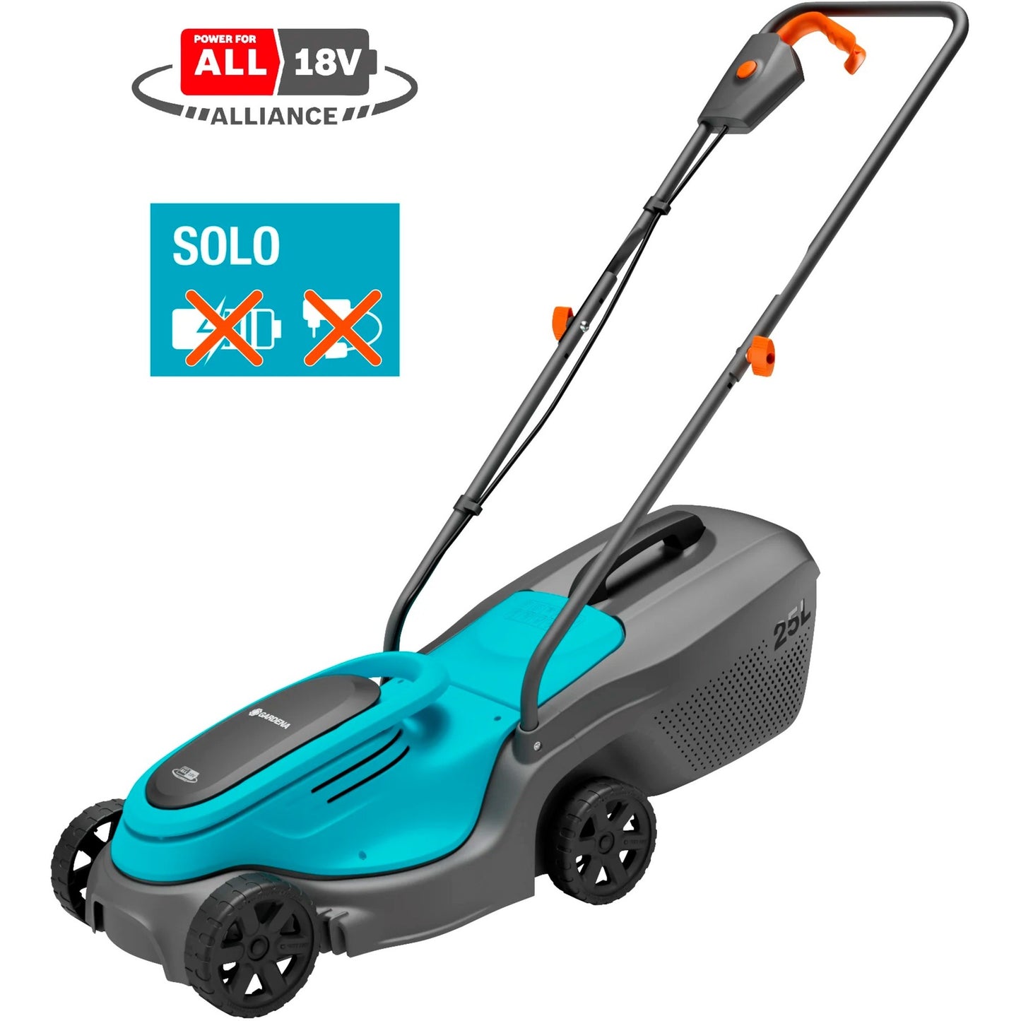 GARDENA accugrasmaaier powermax 30 18v p4a solo (zwart turquoise, accu en oplader niet inbegrepen, power for all alliance)
